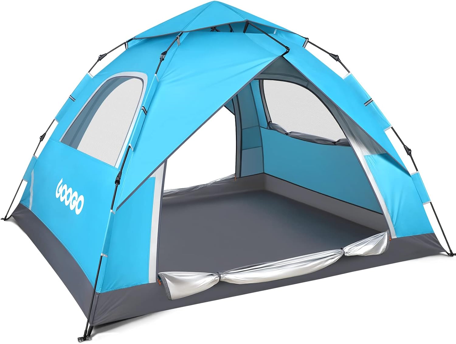 Googo Camping Pop Up Tent 4 Person, Instant Family Automatic Tent with 4 Mesh Windows, UPF 50+ UV Protection, Easy Set Up&Take Down, Waterproof Windproof Tent for Camping Hiking Backpacking Backyard