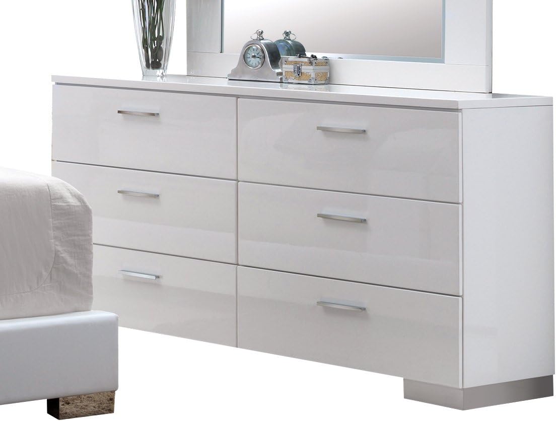 ACME Lorimar Eastern King Bed (HB w/LED) - - White PU & Chrome Leg