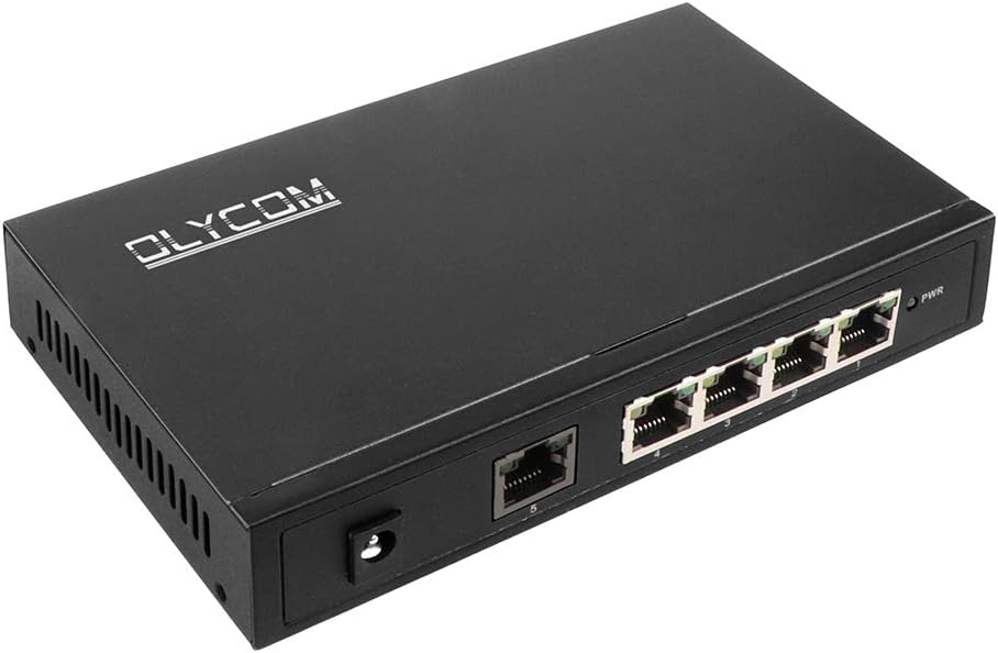 OLYCOM 5 Port POE Network Switch 60W Gigabit Ethernet Switch Unmanaged Desktop 101001000M Metal Casing with Limited Protection (TA705-GE) Pack of 2