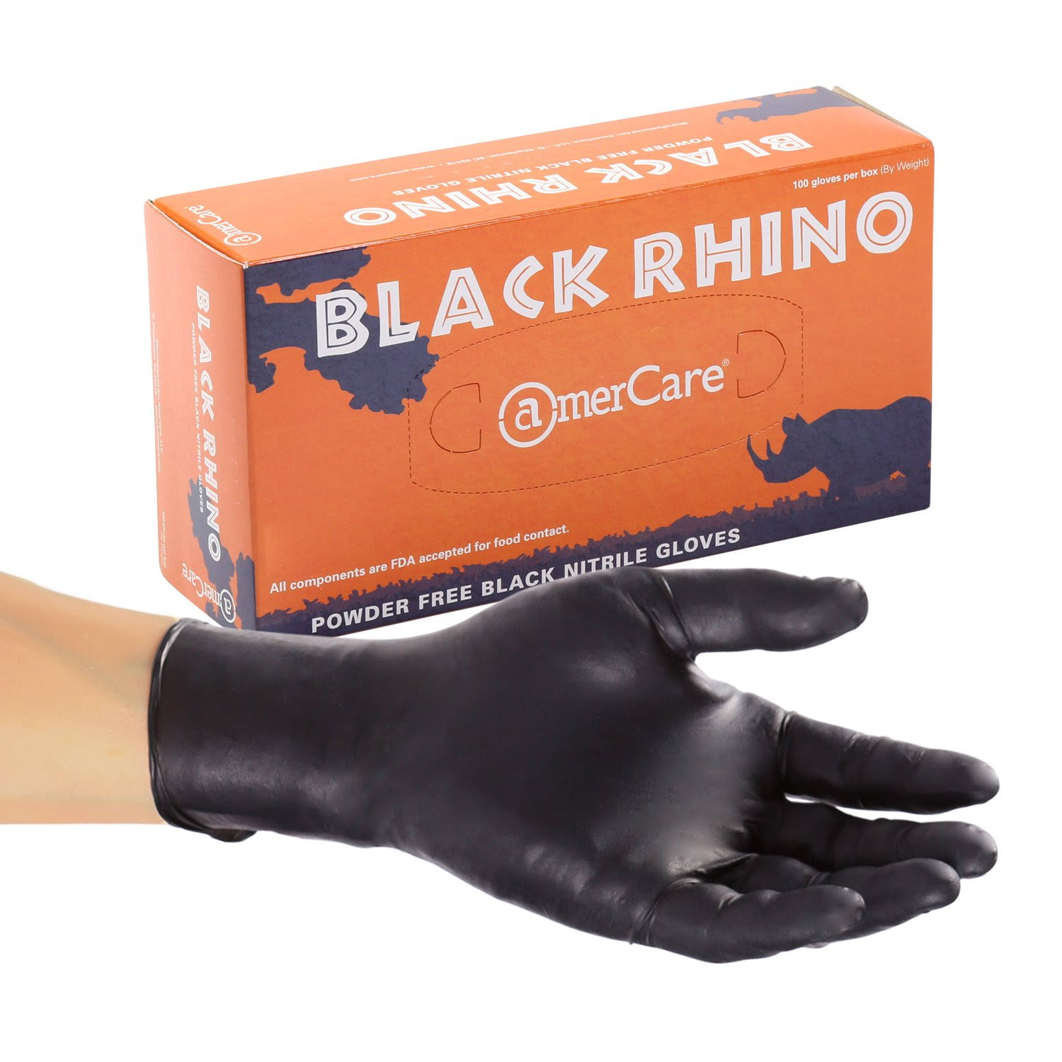 Case of 1000 Small Black Rhino Powder Free Nitrile Gloves