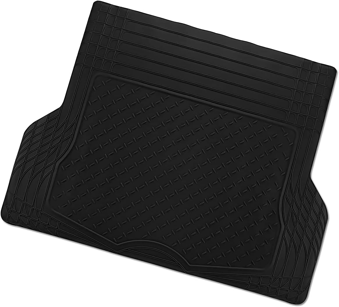 Zone Tech All Weather Rubber Semi Pattern Cargo Liner Trunk Floor Mat &ndash; Premium Quality Black Heavy Duty Cargo Trunk Floor Mat