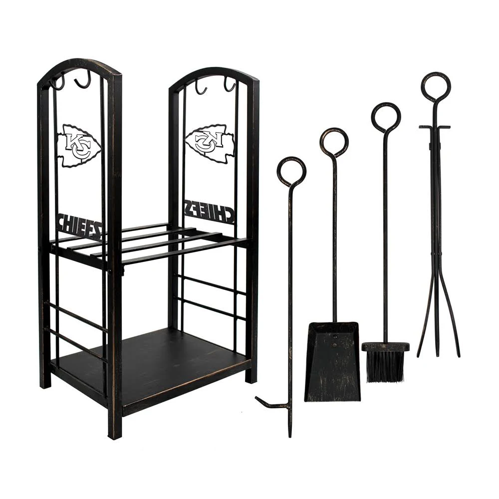 Imperial Brown Kansas City Chiefs Fireplace Wood Holder u0026 Tool Set