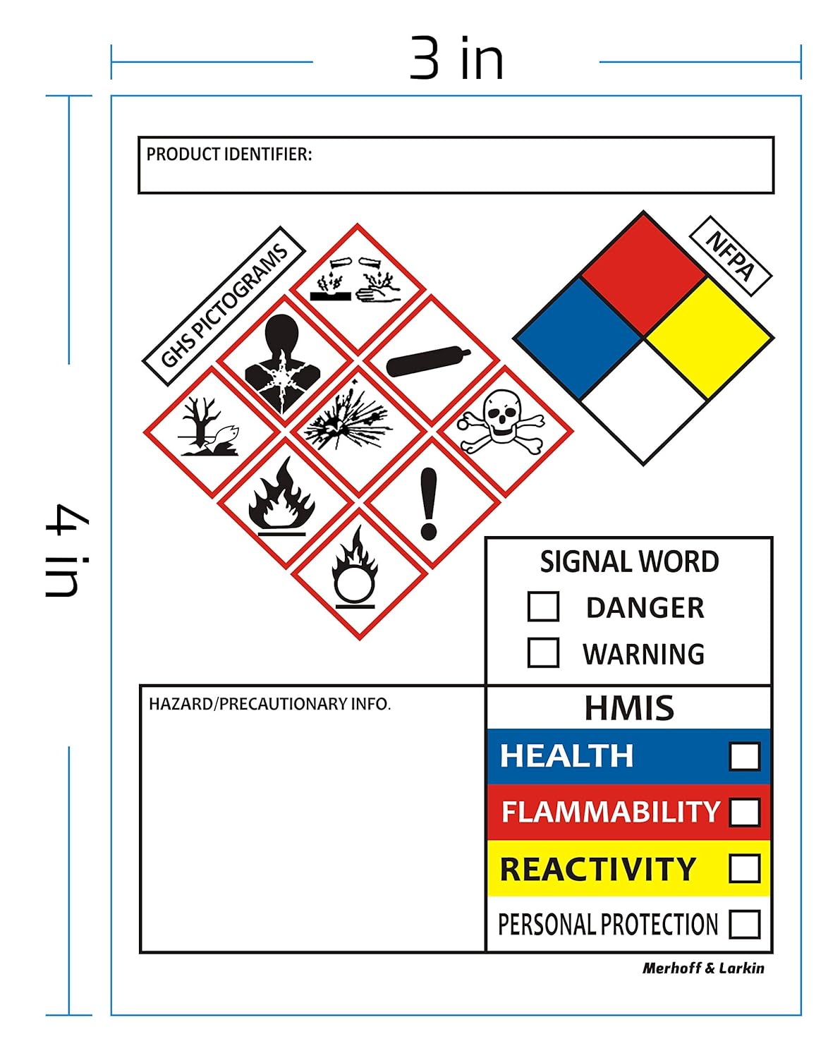 SDS OSHA Data Labels for Chemical Safety 4 x 3 Inches | Roll of 250 MSDS Stickers with GHS Pictograms & Perforated Edges for Easy Separating | HMIS & Hazard Compliant | Secondary Containers GHS Labels Pack of 2