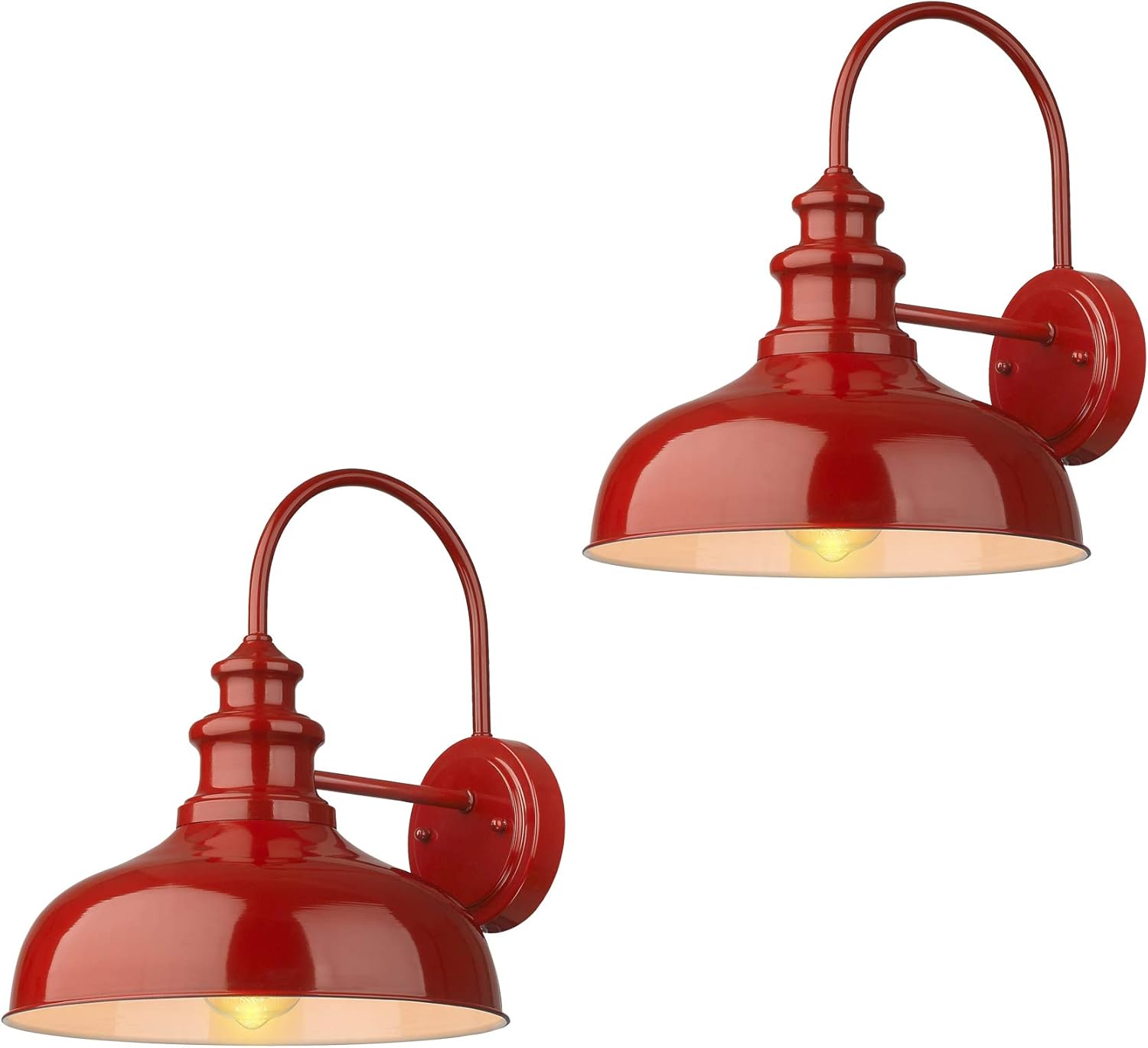 Zeyu Vintage Barn Light, 2 Pack Gooseneck Sconce Lights in Red Finish, 02A390-2 RED