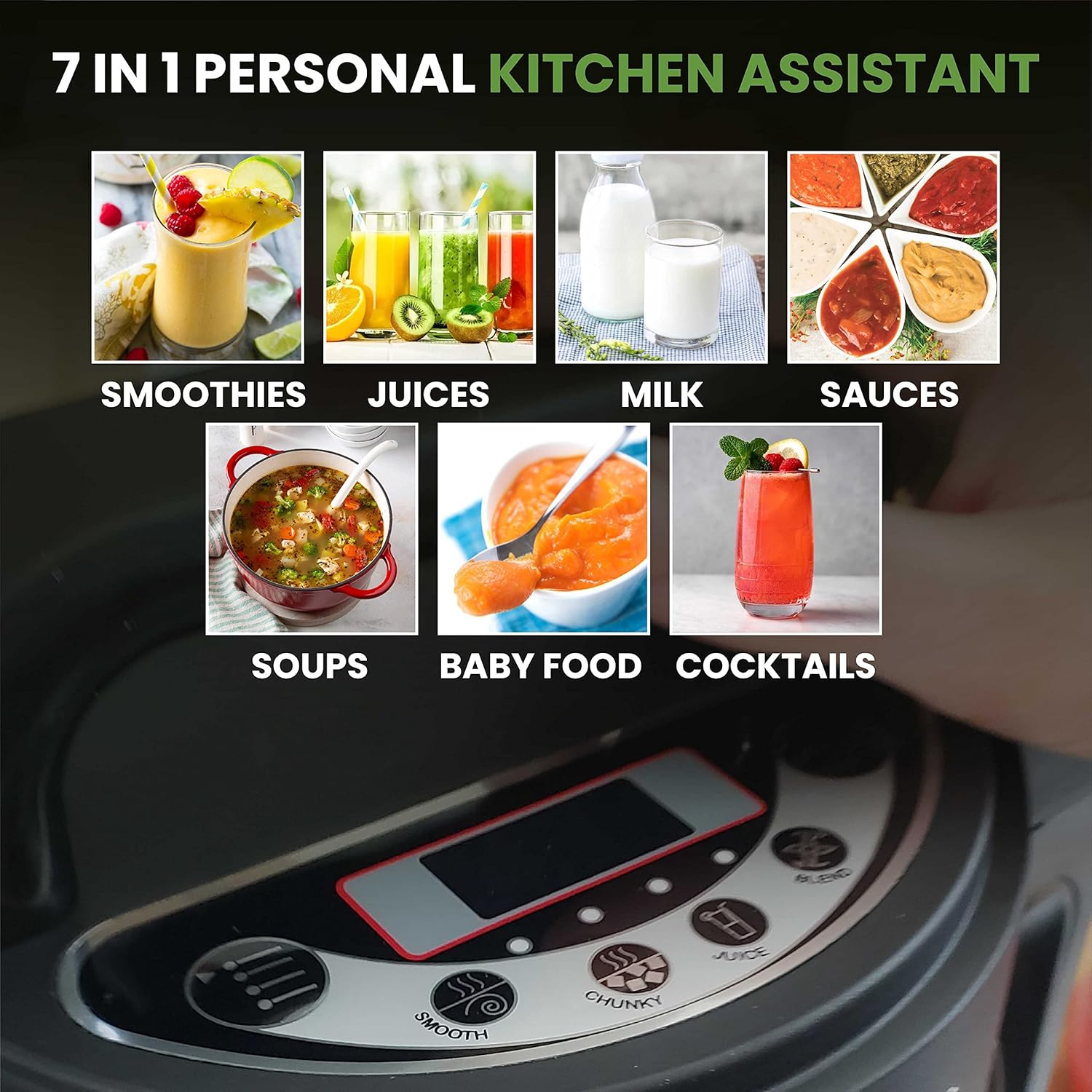 Simple Living Products 7-in-1 Soup Maker 1.6L | Hot & Cold Soups, Milks, Purées, Shakes, Smoothies, Baby Foods, Cocktails & More | Nutrient Extraction in 30 Minutes