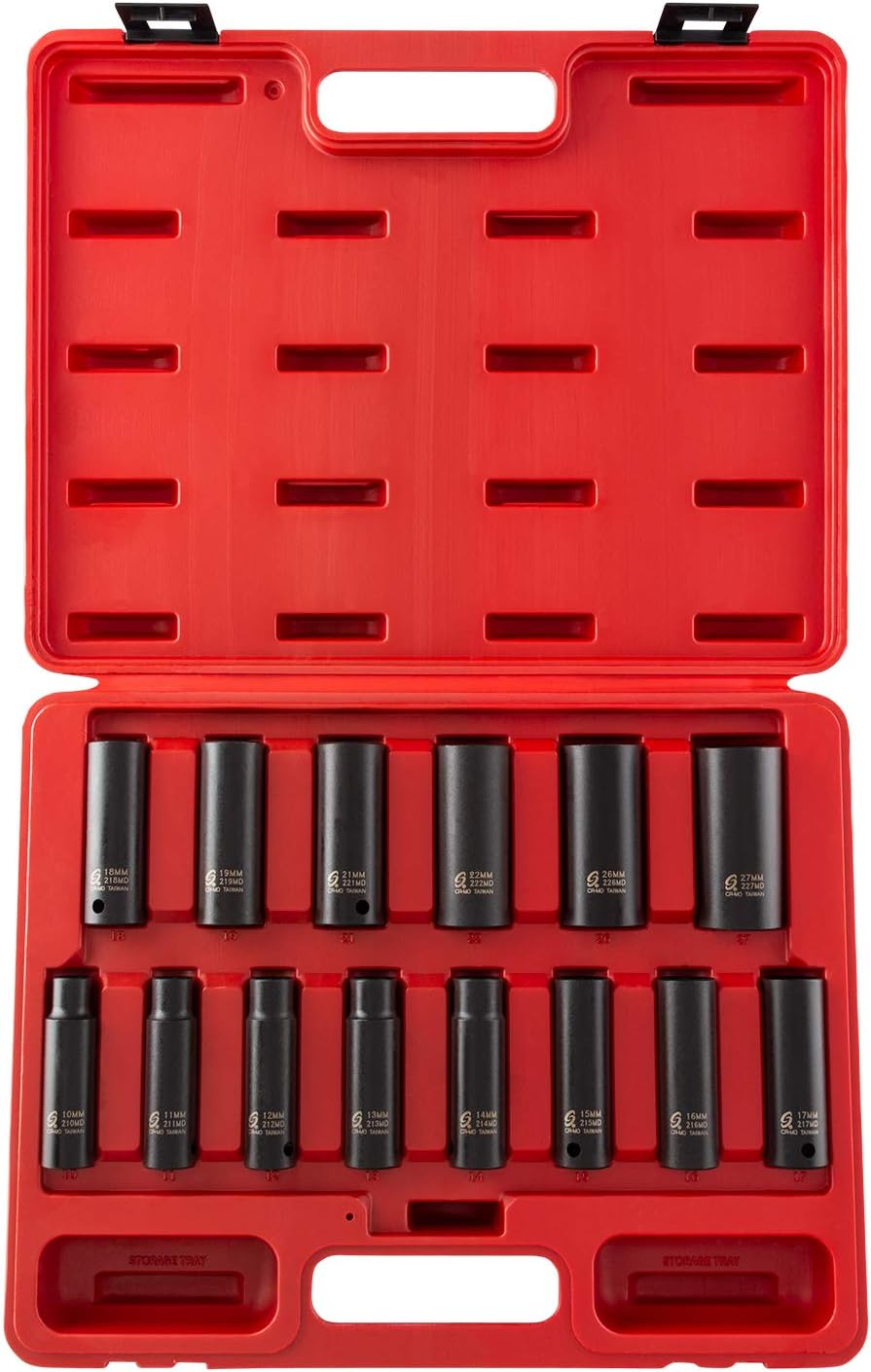Sunex 2653 1/2-Inch Drive Deep Metric 6 Point Impact Socket Set, 14-Piece