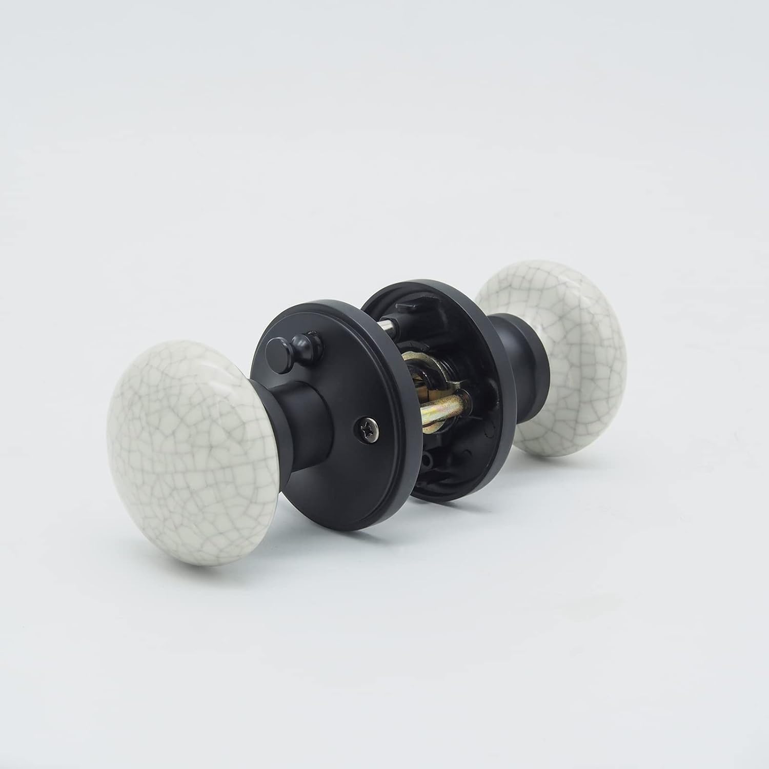 NECEL Hardware Porcelain Door Knob, White Door Knobs, Keyless Door Handles (Oblate Crack Pattern Knob)