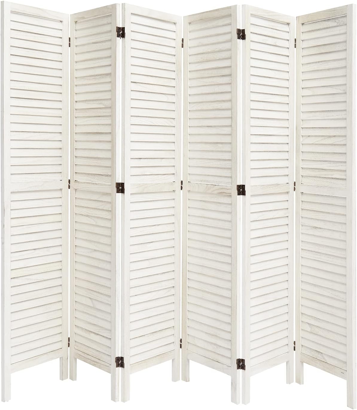 6 Panel Wooden Room Divider Folding Freestanding Privacy Screen Home Furniture Indoor for Home Restaurant Bedroom White