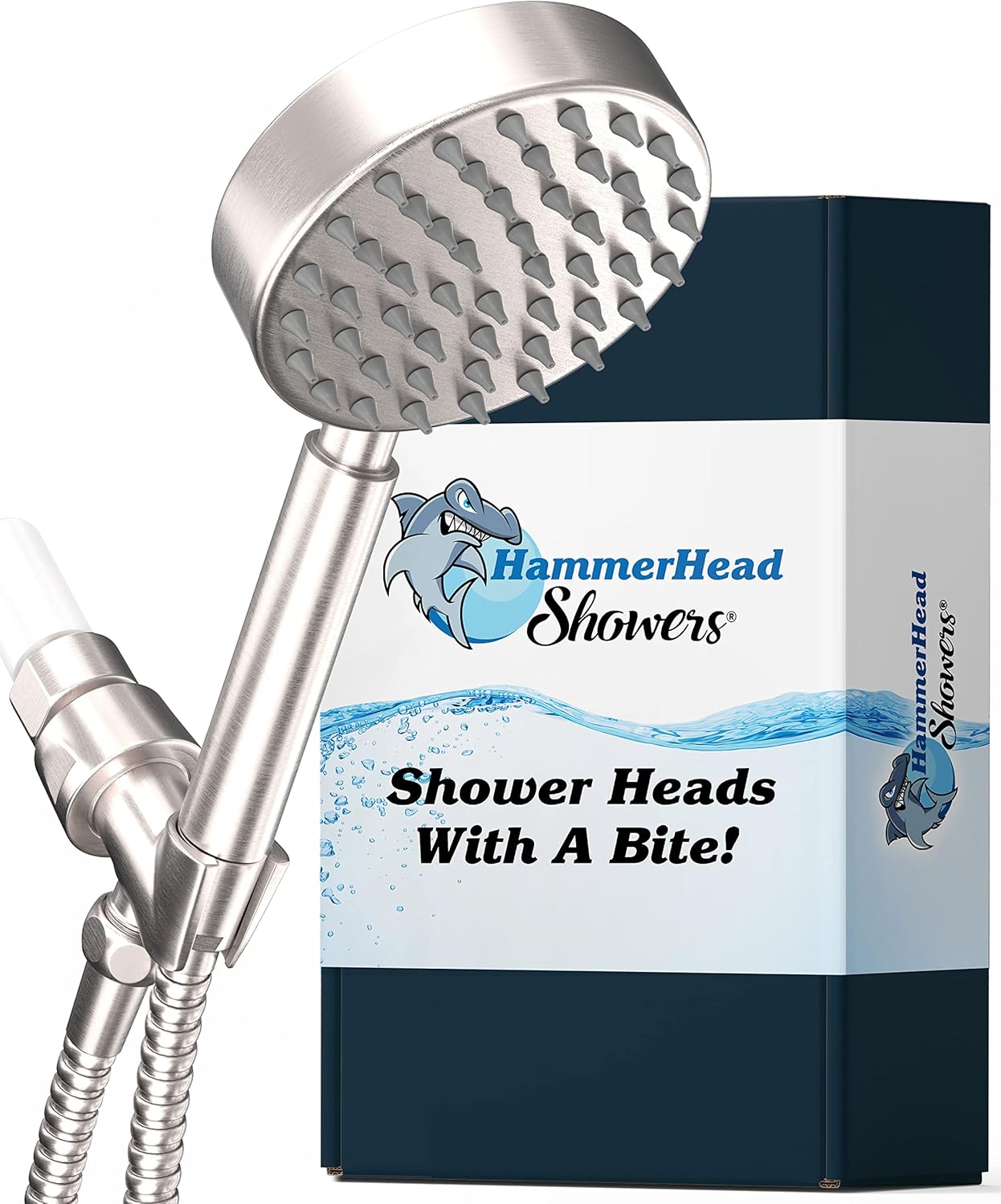 All Metal Handheld Shower Head with Hose and Brass Holder - Brushed Nickel - High Pressure 2.5 GPM Detachable Hand Held Showerhead - 6ft Long Flexible Extension - Adjustable Spray Wand Bracket
