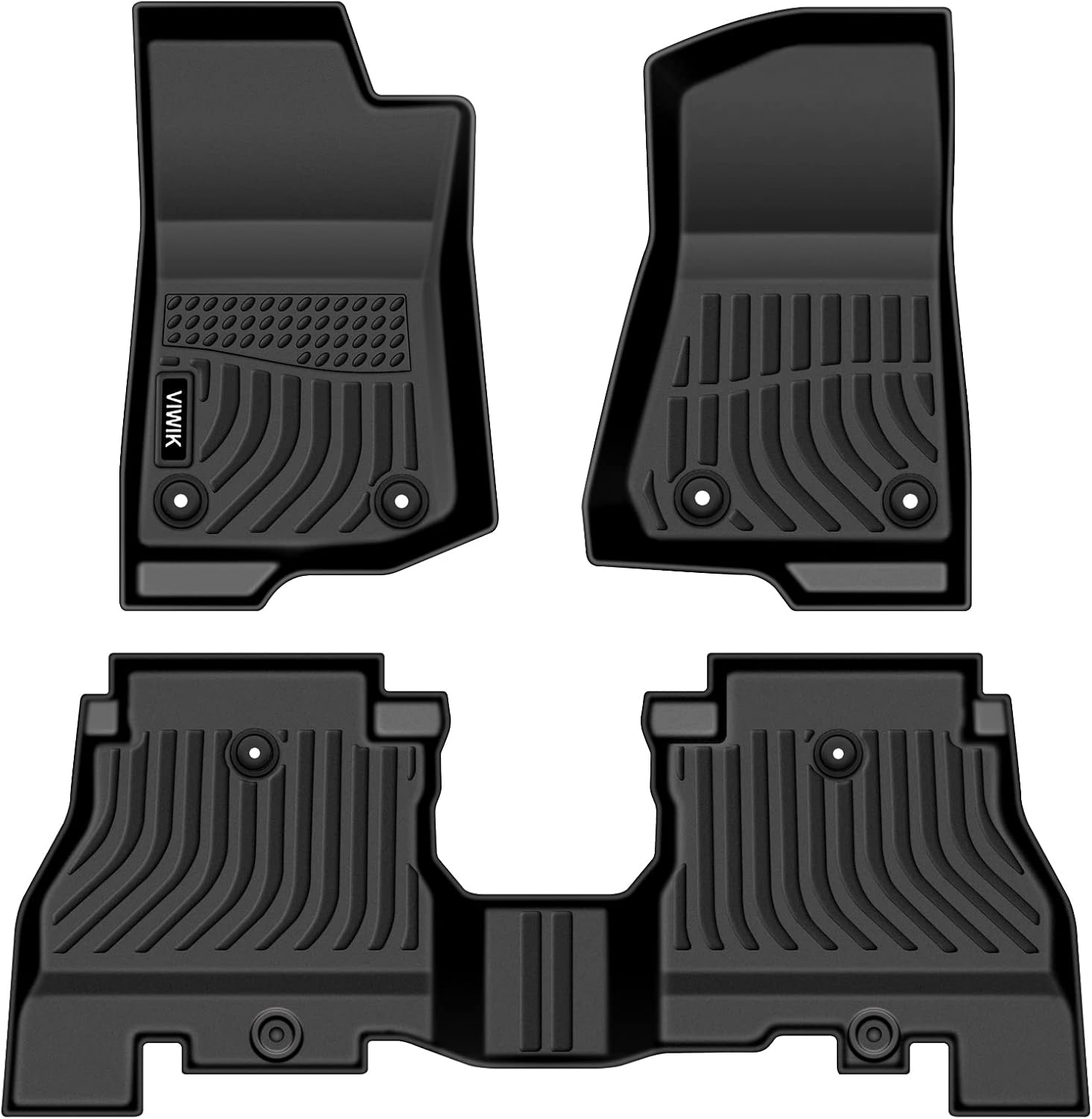 VIWIK Floor Mats fit for 2018-2022 Wrangler Unlimited JL 4-Door (not for 2-Door, not for JK or 4xe), Car Mats All Weather Protection Custom Floor Liners Include 1st and 2nd Row Front & Rear, TPE Black