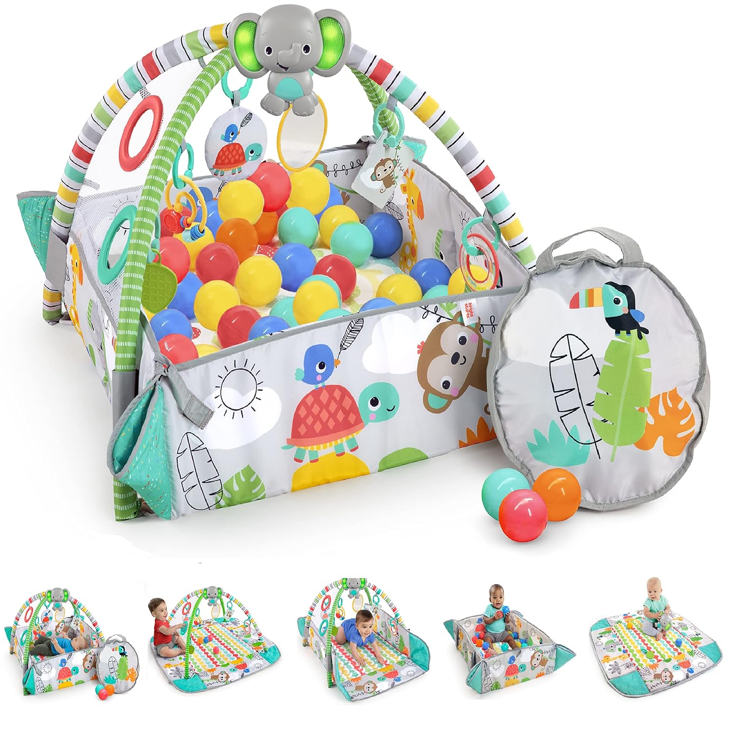 Bright Starts 5-In-1 Your Way Ball Play Activity Gym & Ball Pit, Rainbow Tropics Pack of 2
