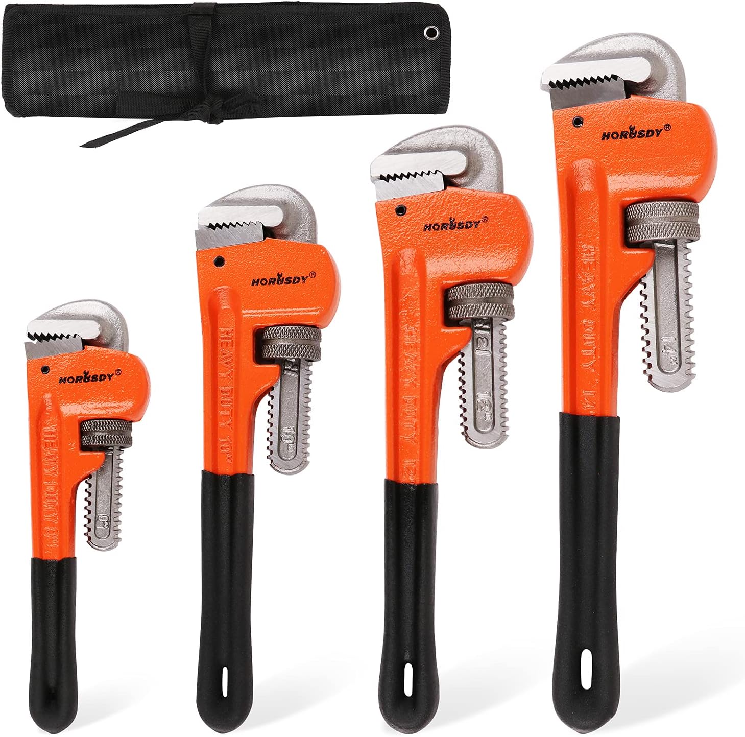 HORUSDY 4 Pack Heavy Duty Pipe Wrench Set, Adjustable 8