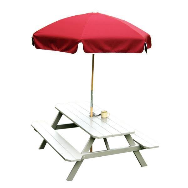 Yellow Pine Picnic Table with Attached Benches 4ft / Mushroom Stain / Without Umbrella Hole