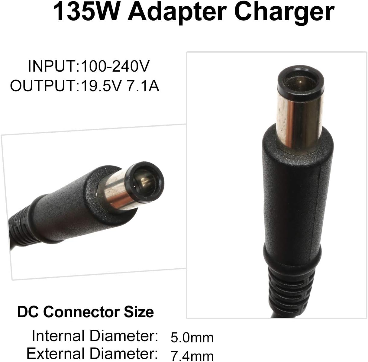 135W 19V 7.1A AC Adapter Laptop Charger for HP 384023 391174-001 397803-001 481420-001 PA-1131-08HC,HP DC7800 DC7900;HP Compaq Elite 8000 8200 8300 NC4400 NC6300 NC6400 NC6120 NC6110 Power Supply Cord