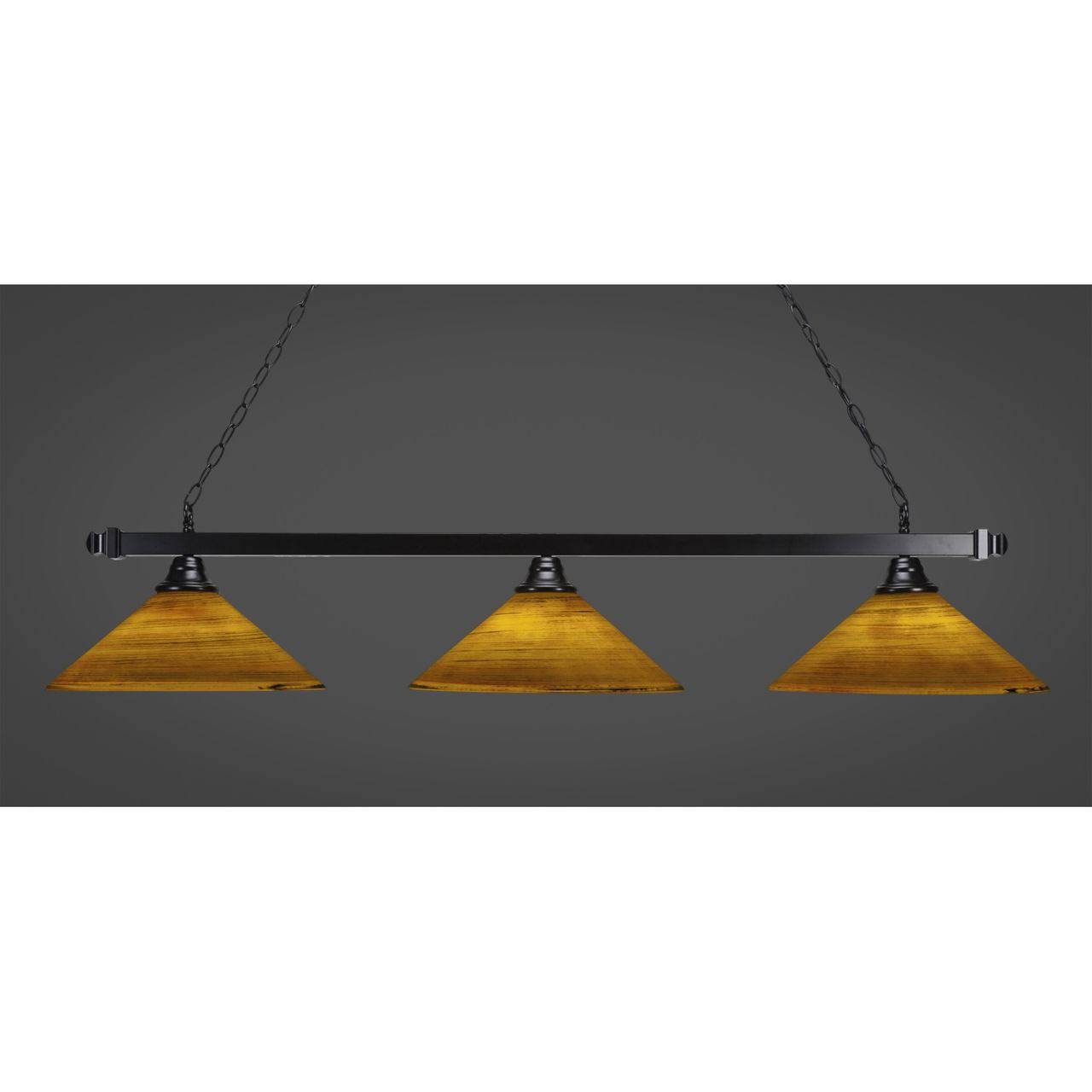 Toltec Lighting-803-MB-414-Square - 16 inch Three Light Billiard Firr Saturn Matte Black Finish