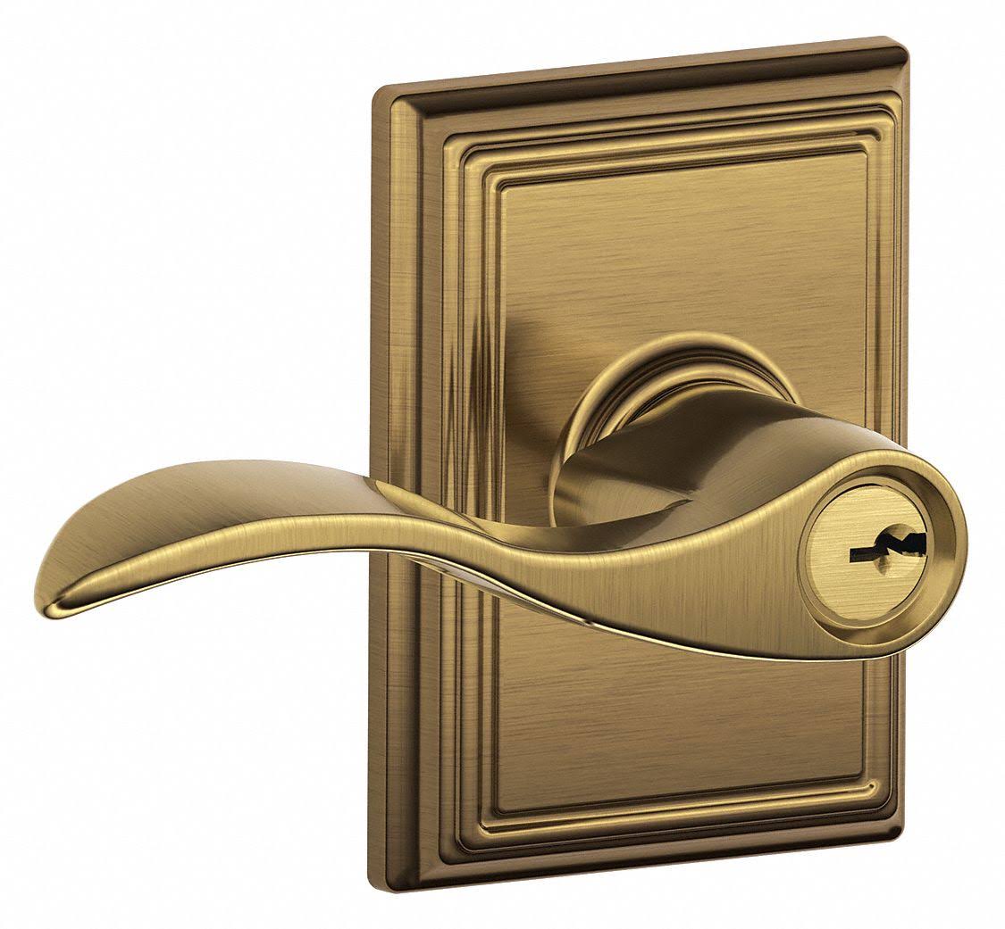 Schlage - F51A Series - Keyed Accent Door Lever with Addison Rose in Antique Brass - F51AACC609ADD