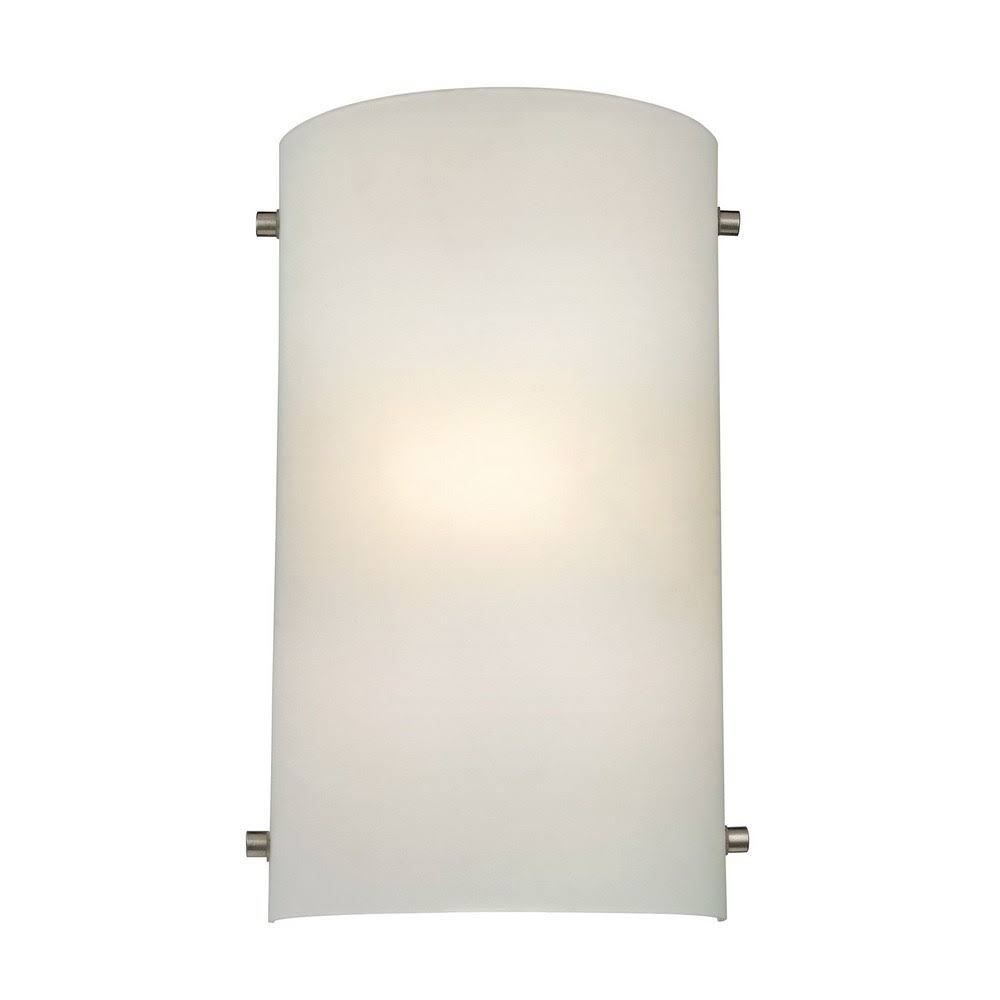 Classic White Flush Cylinder Glass with Brushed Nickel Accent Wall Sconce in Brushed Nickel Finish