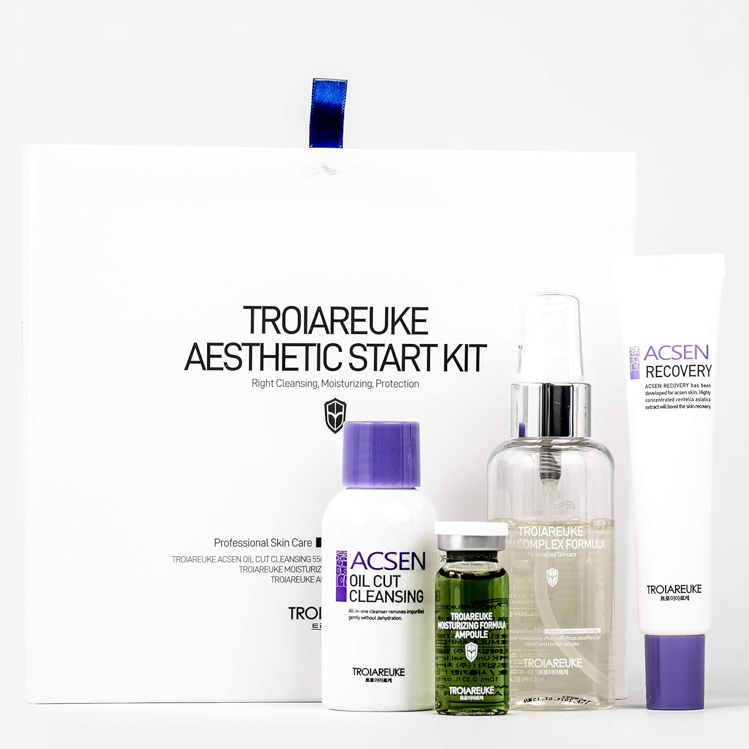 TROIAREUKE Aesthetic Start Kit, Skin Care Starter Kit with Gentle Cleansing Gel, Hydrating Ampoule Toner, and Soothing and Moisturizing Cream, 3-Step Korean Skin Care Routine For All Skin Types Pack of 2