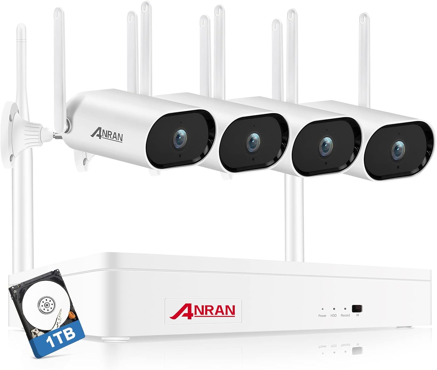 Wireless Security Camera System,ANRAN 8 Channel 2K NVR 4Pcs 3MP Home WiFi Security Camera Outdoor with1TB Hard Driver,Night Vision, IP66 Waterproof, Motion Alert, Remote Access&hellip;
