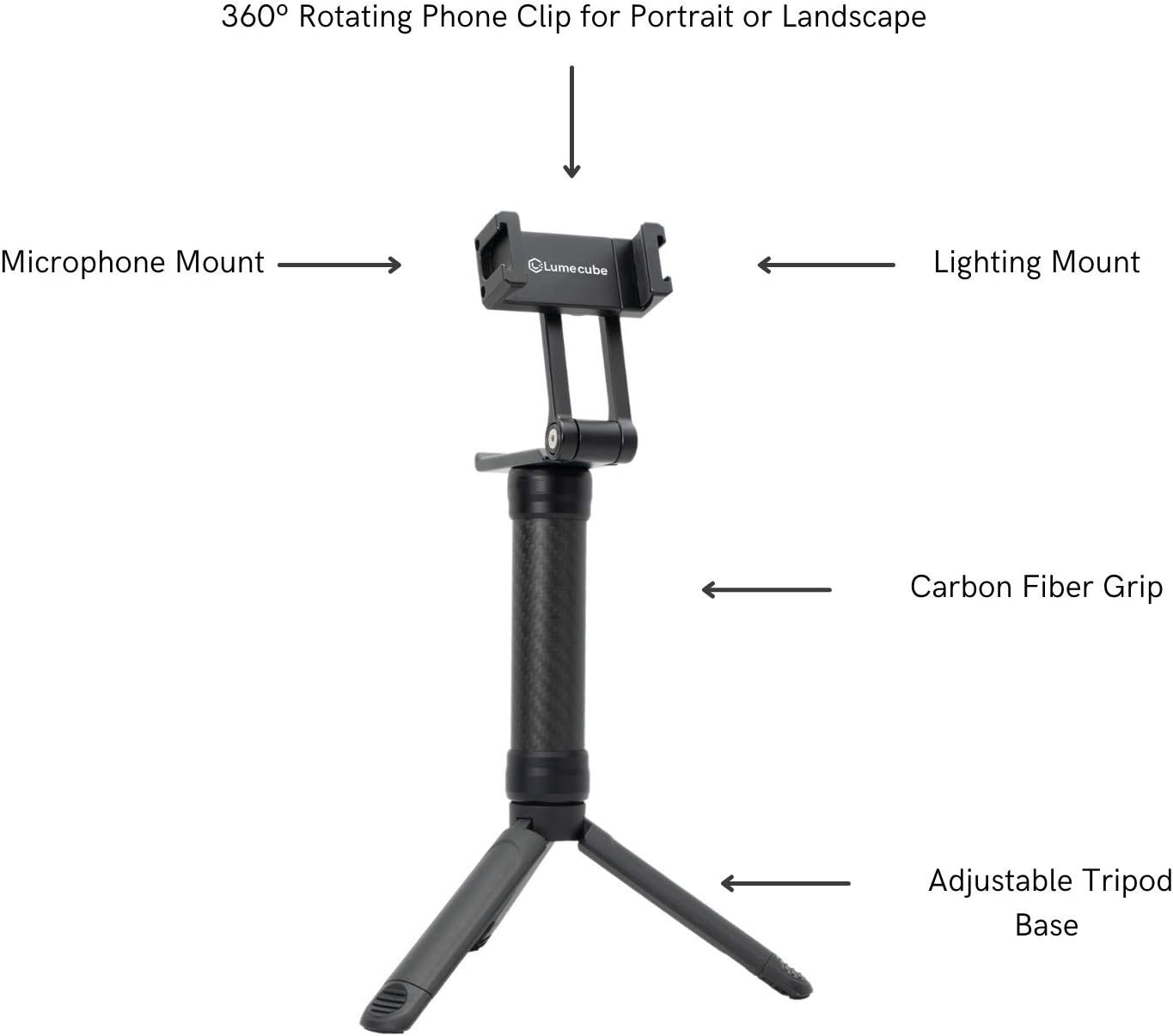 Lume Cube Mobile Creator Tripod Stand | Adjustable Smartphone Vlogger Stand, 360-Degree Rotating Phone Mount | Lightweight, Handheld or Desktop Creator Kit for Live Streaming, Video Recording Pack of 2