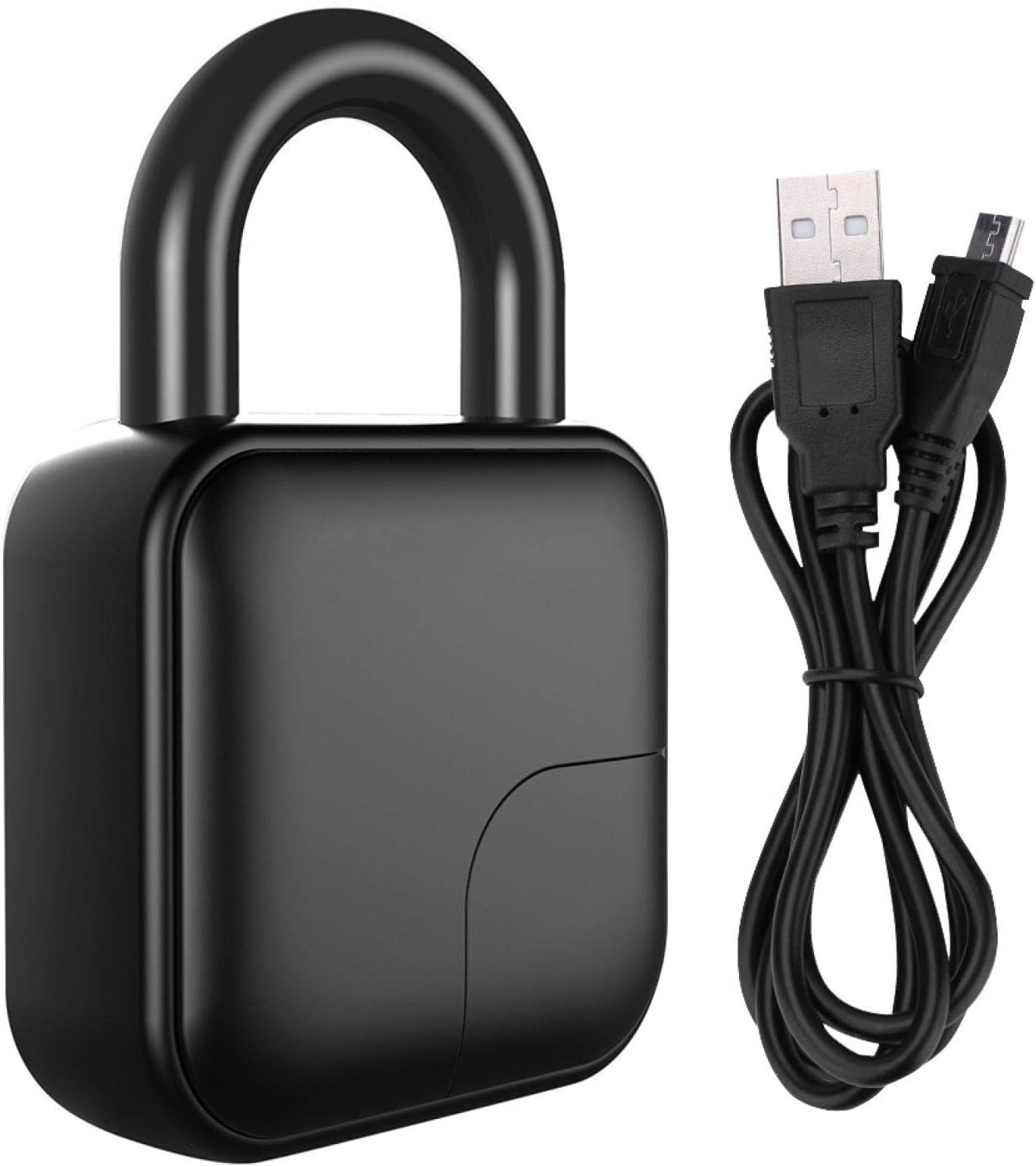 Dinctery, Fingerprint Electronic Lock, Waterproof USB Charging Fingerprint Padlock, with 3-Color Indicator Light for Office Warehouse Door Pack of 2