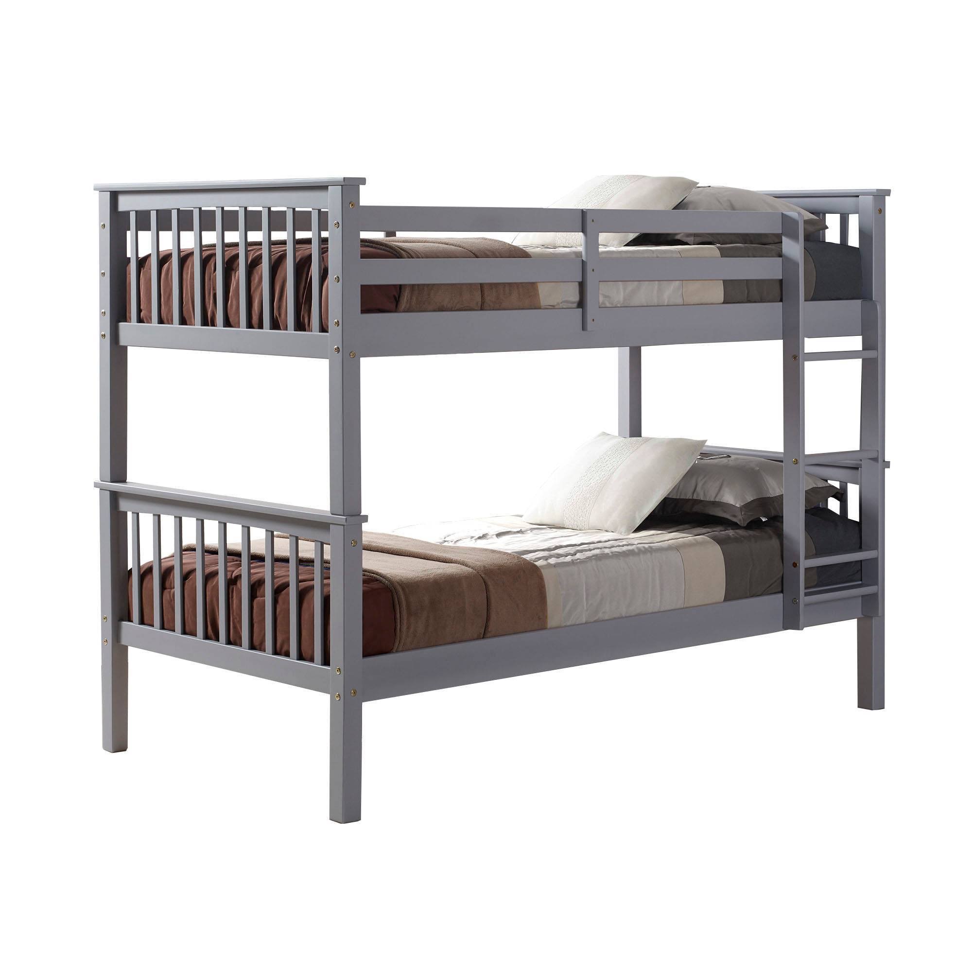 Twin Over Twin Solid Wood Mission Design Bunk Bed Gray - Saracina Home
