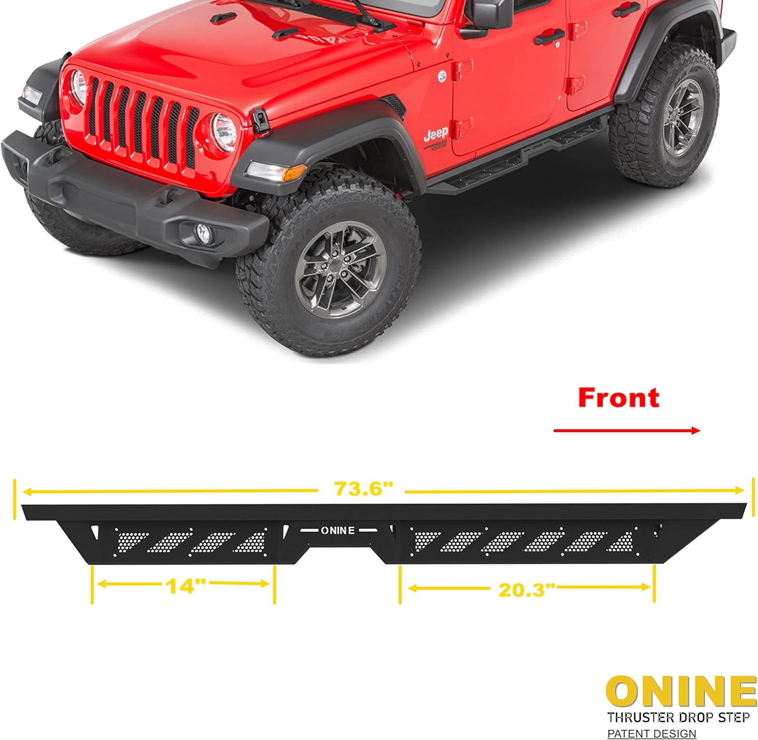ONINE Drop Side Steps Compatible with 2007-2018 Jeep Wrangler JK 4 Door Running Boards Nerf Bars, Textured Black Heavy Duty Steel