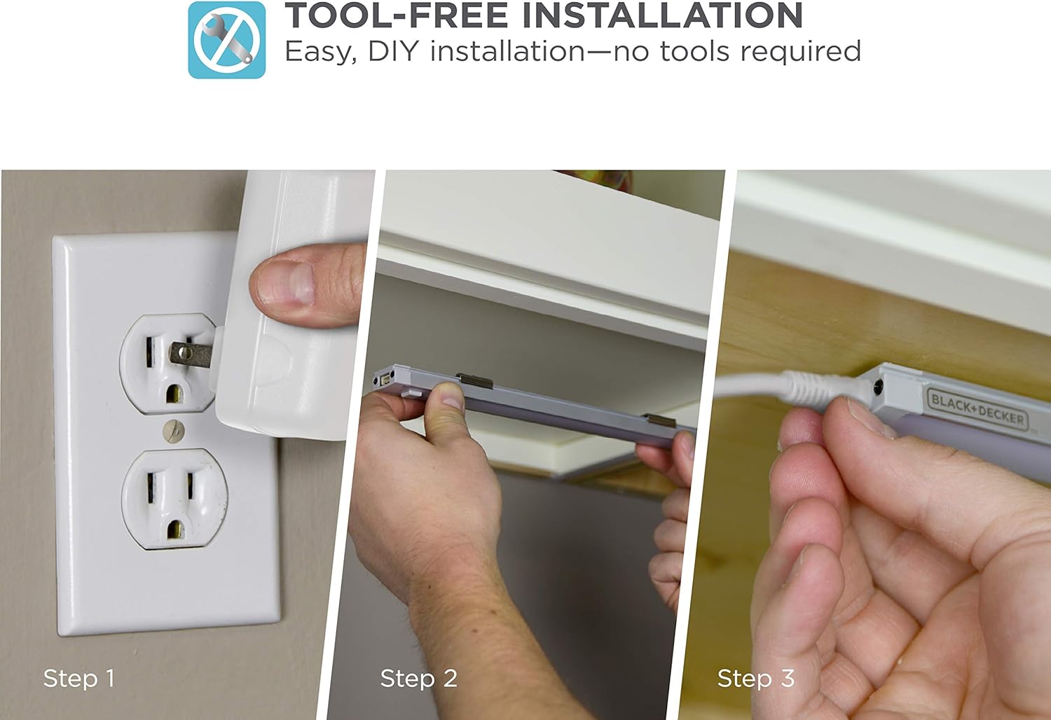 BLACK+DECKER LEDUC9-5CK LED Under Cabinet Kit with Motion Sensor, Dimmable Kitchen Accent Lights, Tool-Free Install, Cool White 4000k, 9