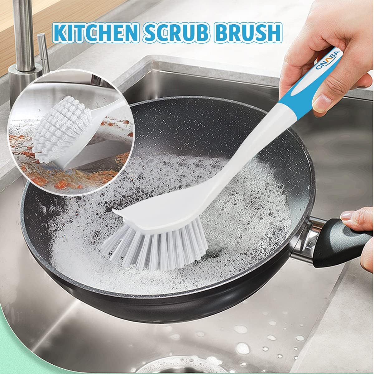 6 Pack Household Deep Cleaning Brush Set-Kitchen Cleaning Brushes, Includes Scrub Brush/Dish Brush/Bottle Brush/Grout Corner Brushes/Crevice Brush/Shoe Brush/ for Bathroom, Floor, Tub, Shower, Tile