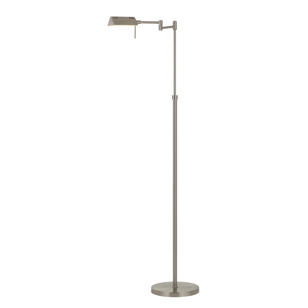45x22 x 61x22 Adjustable Metal Clemson Pharmacy Swing Arm Floor Lamp (Includes LED Light Bulb) Brushed Steel - Cal Lighting
