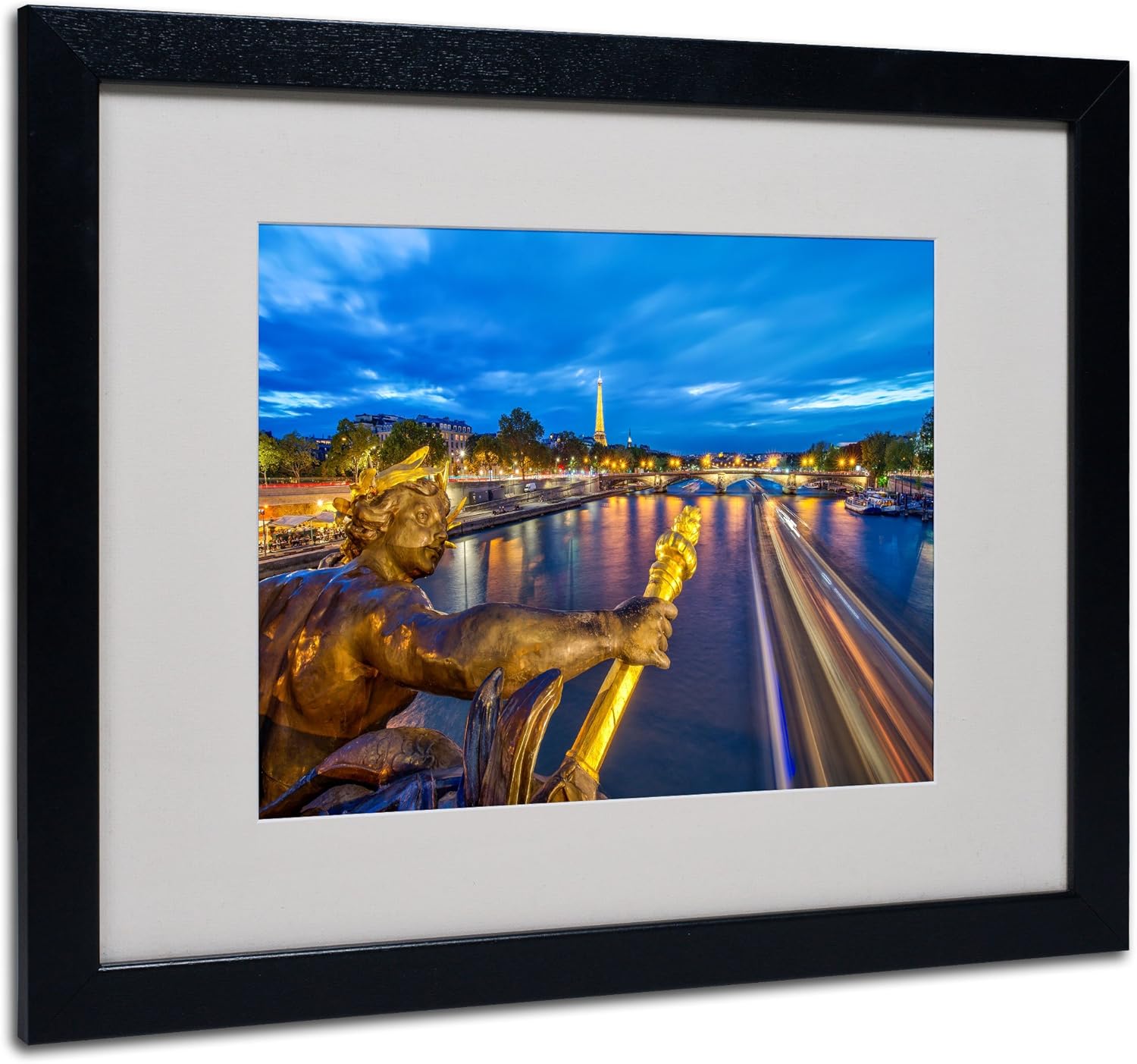 Alexander Bridge Paris Artwork by Mathieu Rivrin, 16 by 20-Inch, Black Frame Pack of 2