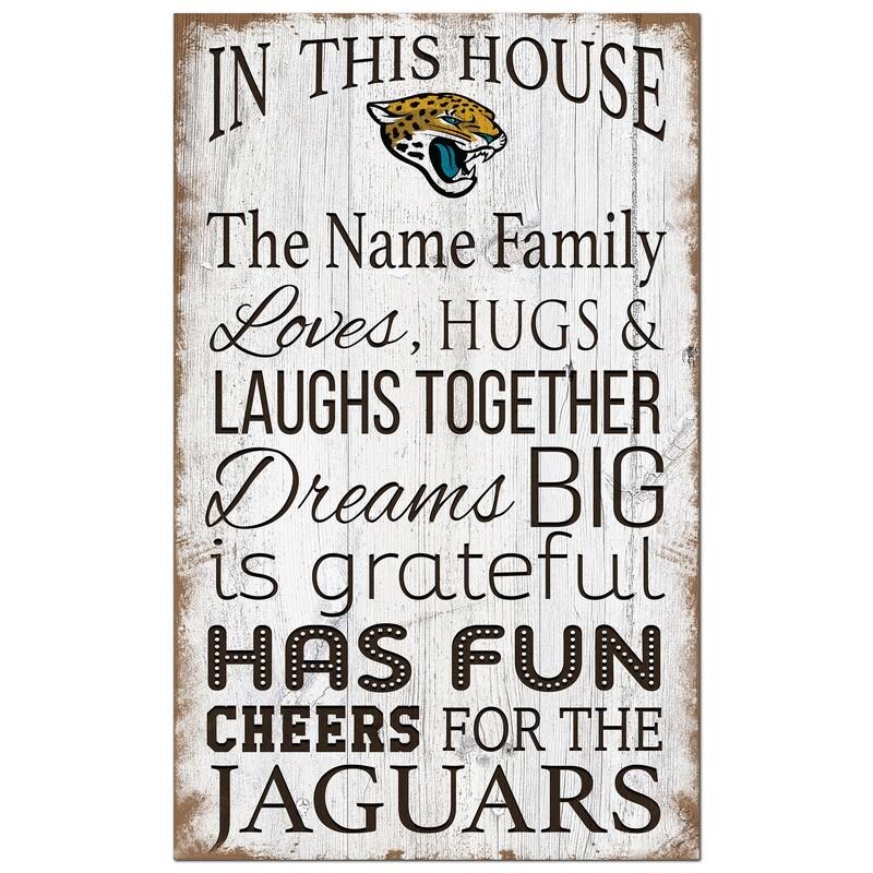 Jacksonville Jaguars Personalized 11x22 x 19x22 in This House Sign