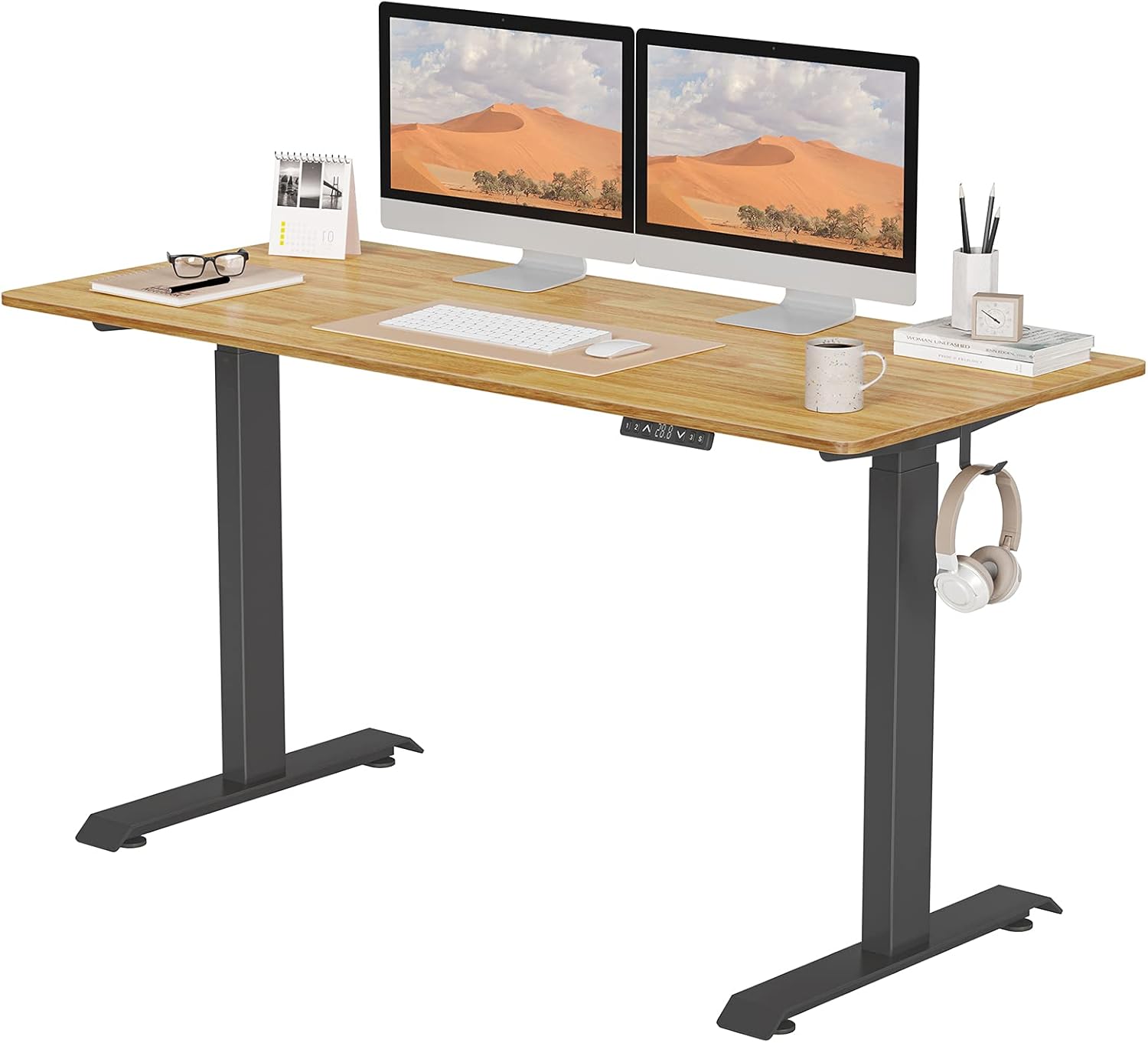 BANTI Dual Motor Adjustable Height Electric Standing Desk, Stand Up Home Office Desk with Splice Tabletop, 48 x 24 Inches, Black (B-SDE-48BK-D)