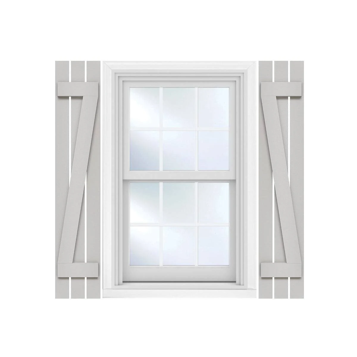 Ekena Millwork FBS06Z17X087RUF 17 1/8x22W x 87x22H Rustic Three Board Spaced Board-n-Batten Faux Wood Shutters w/Z-Board (Per Pa