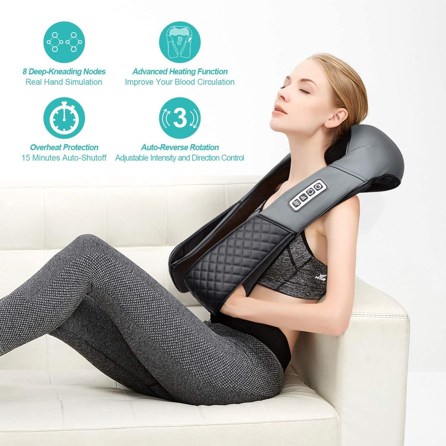 Medcursor Neck Shoulder Massager with Heat, Electric Shiatsu Back Massage Device, Portable Deep Tissue 3D Kneading Pillow for Muscle Pain Relief, Home, Office, Car Use - Ideal Gifts