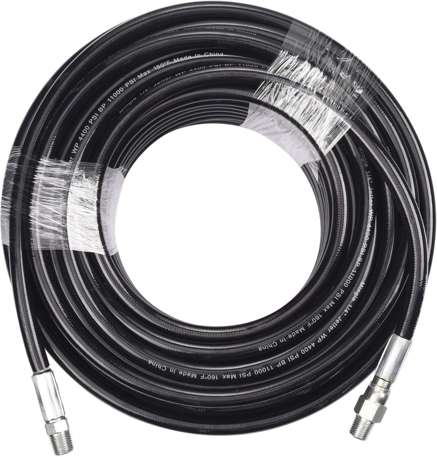 M MINGLE Sewer Jetter Kit for Pressure Washer, 1/4 Inch NPT, 100 Feet Hose, Button Nose and Rotating Sewer Jetting Nozzle, Orifice 4.0, 4.5, Pressure 4000 PSI Pack of 2