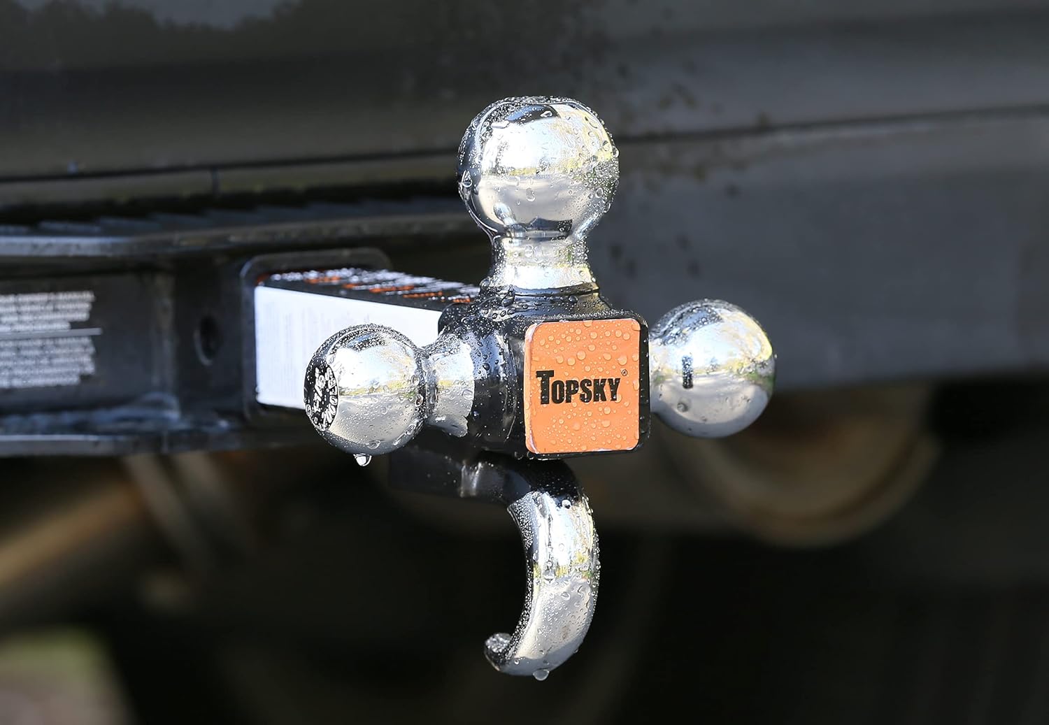 TOPSKY TS2012 Trailer Hitch Ball Mount with Hook, 2 Inch Receiver, Hollow Shank Tow Hitch, Hitch Pin & Clip, Chrome Pack of 2