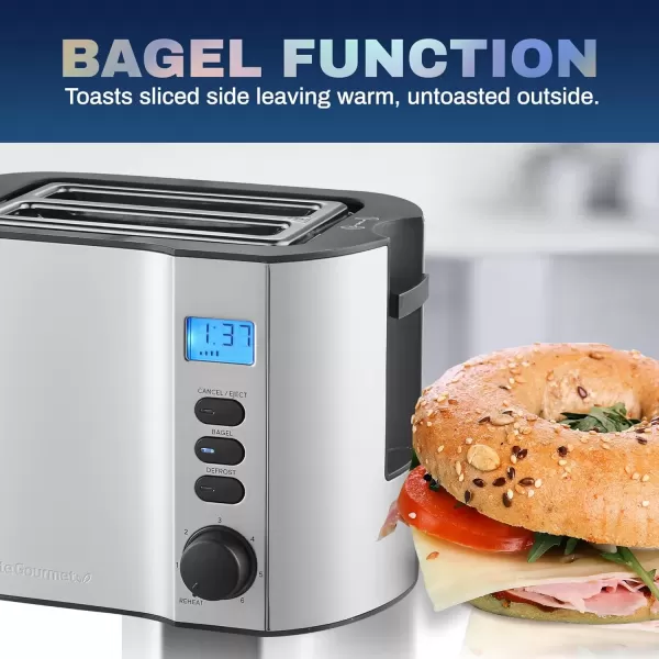 Toasters ECT-3100## Long Slot 4 Slice Toaster, Reheat, 6 Toast Settings, Defrost, Cancel Functions, Built-in Warming Rack, Extra Wide Slots for Bagels Waffles, Stainless Steel & Black(Stainless Steel)