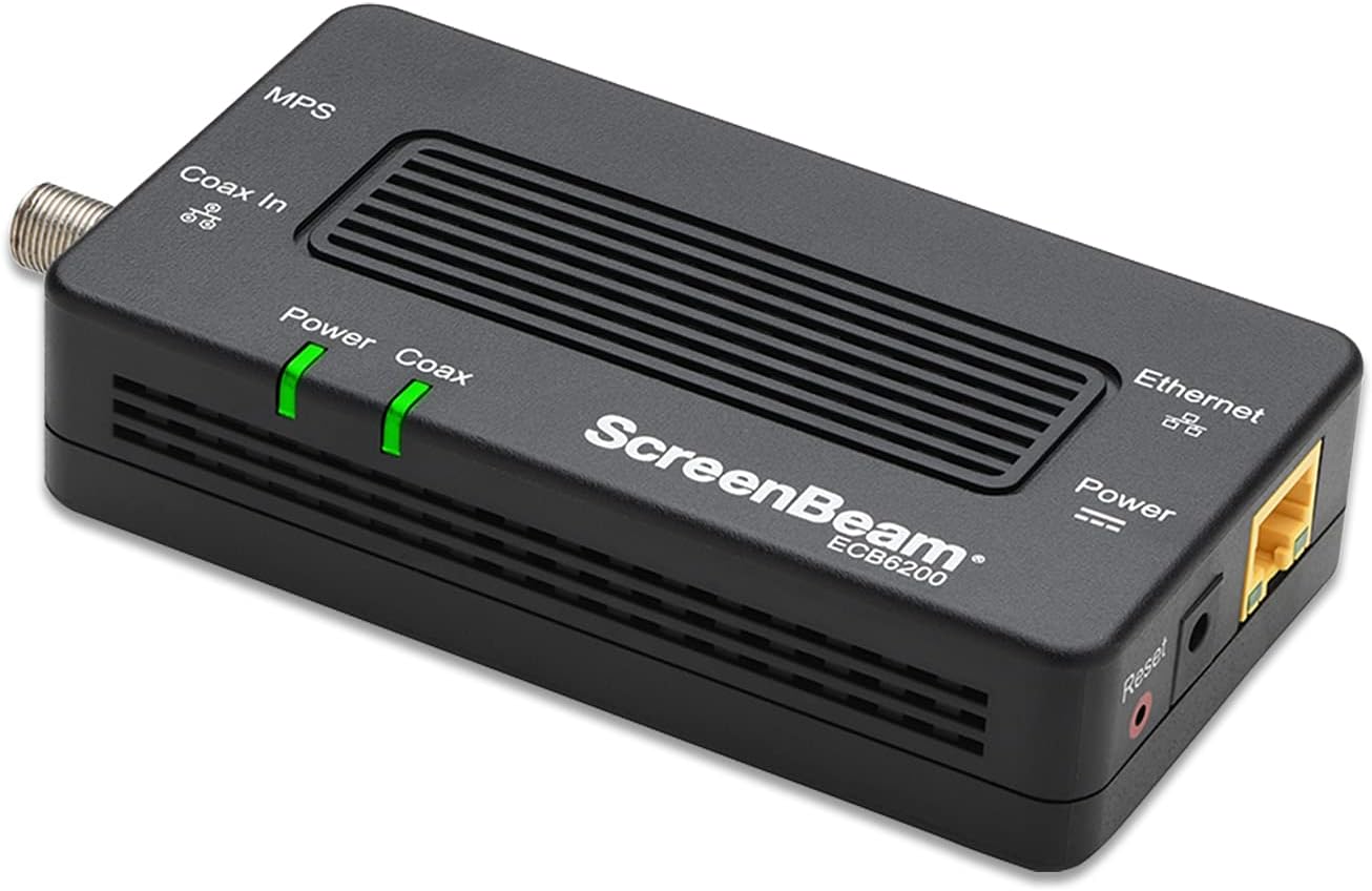ScreenBeam Bonded MoCA 2.0 Network Adapter True 2.0 Gbps Ethernet Port for Ethernet Over Coax (1 Pack)–Extremely Fast Streaming, Gaming, Work/Learn from Home (Model: ECB6200S02)