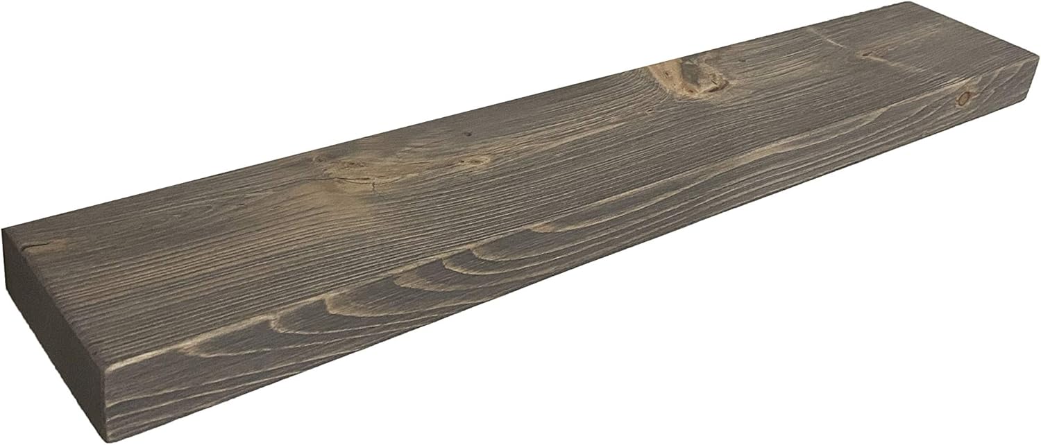 Joel's Antiques Floating Wall Shelf - 42-Inch Wood Decor & Shelving for Bathroom, Kitchen, Living Room, Bedroom, & Farmhouse - Wall-Mounted Rustic Stand, Wooden Hanging Display - Black, 42