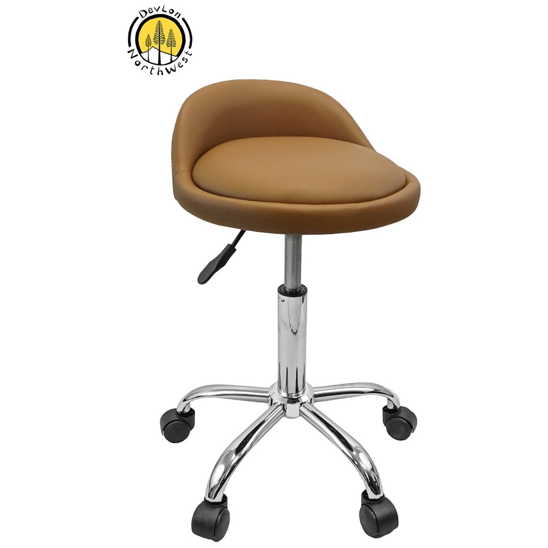 Devlon Northwest Salon Stool with Back Rest Saddle Hydraulic Spa Stool (Light Brown)