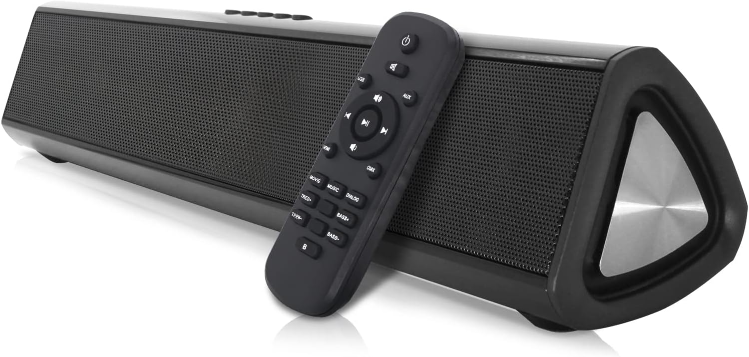 Small Soundbar for TV 16-Inch TV Speakers with Bluetooth Home Theater Surrounding Sound Wired & Wireless Sound Bar for TV Computer PC Projectors Tablets (Opt/AUX/Coax/USB) Pack of 2