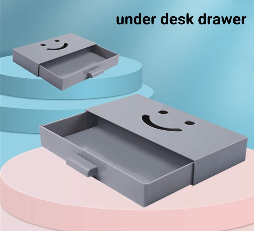 2 Pack Under Desk Drawer, Under Desk Storage Organizers, Small Under Table Organization Hidden Pencil Storage, Mini Plastic Under Desk Shelf Tray Great for Office School Home
