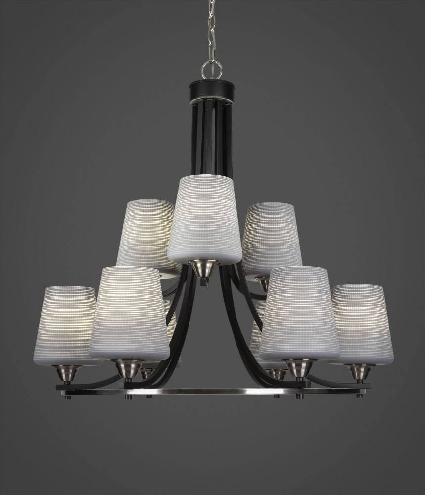 Toltec Lighting 3409-MBBN-4032 Paramount 9 Light 31 inch Chandelier in Matte Black-Brushed Nickel with Gray Matrix Glass