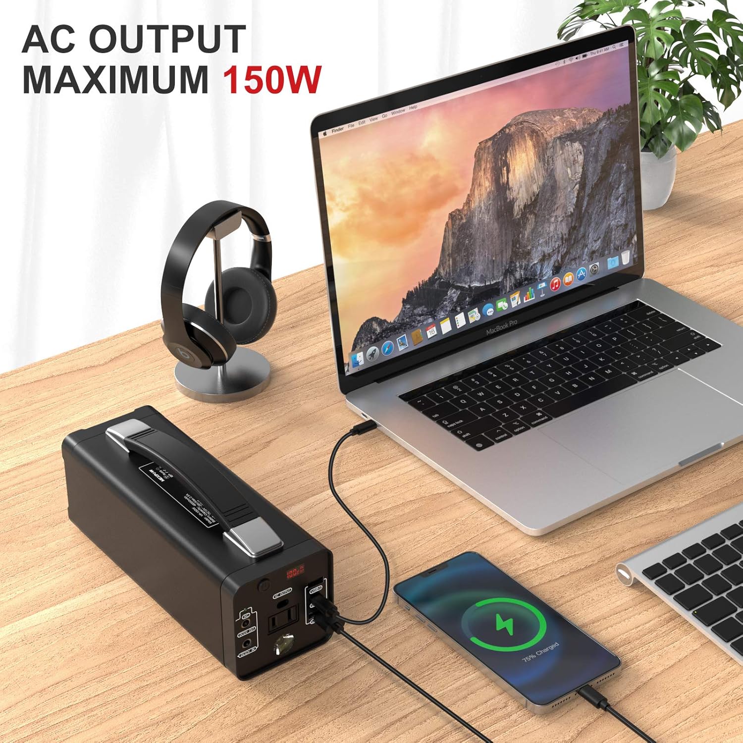 178Wh Portable Power Station, 48000mAh Camping Solar Generators Lithium Battery Power Supply with 110V/120W(Peak 150W) AC Outlet, USB PD QC3.0, LED Flashlights for CPAP Home Camping Emergency Backup