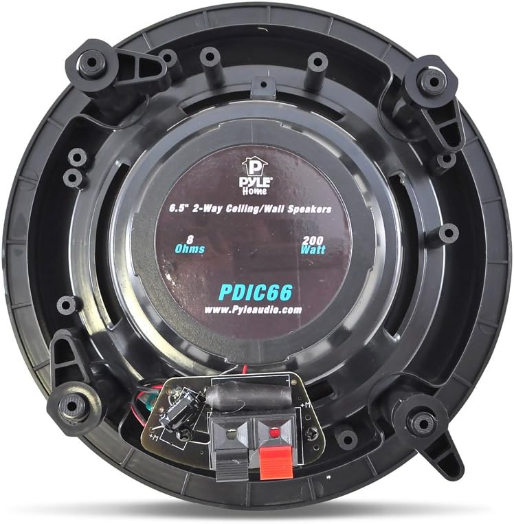 Pyle 6.5” 2-Way Midbass Speakers - Pair of In-Wall/In-Ceiling Woofer Speaker System 1/2'' High Compliance Polymer Tweeter Flush Mount Design w/ 60Hz - 20kHz Frequency Response 200 Watts Peak - PDIC66 Pack of 2