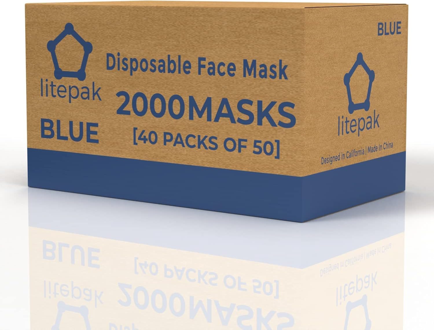 Litepak 2000pcs Premium Disposable Face Mask SOFT 3ply Nose Wire - Blue