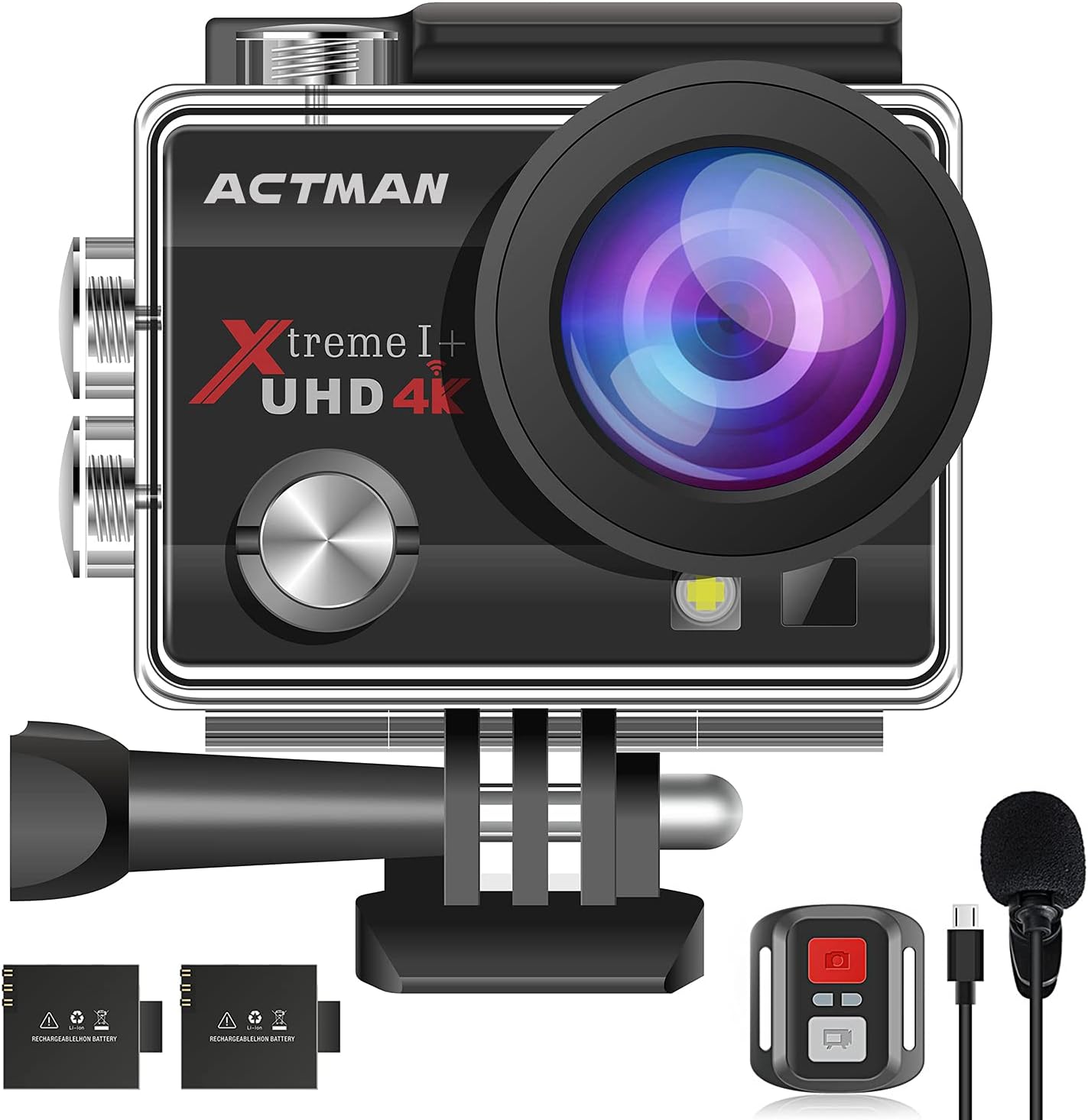 4K 20MP Action Camera 30FPS ACTMAN 40M Underwater Waterproof Camera with 2 Batteries,Dual Microphone,Remote Control, Upgraded EIS,WiFi,Sport Cam with Bicycle & Helmet Mounting Accessories Kit Pack of 2
