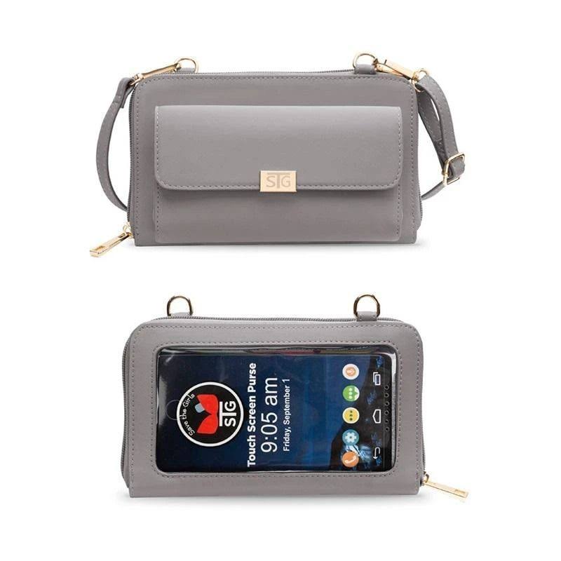 Save The Girls Phone Crossbody with Easy Touchscreen Access ,Mist Grey