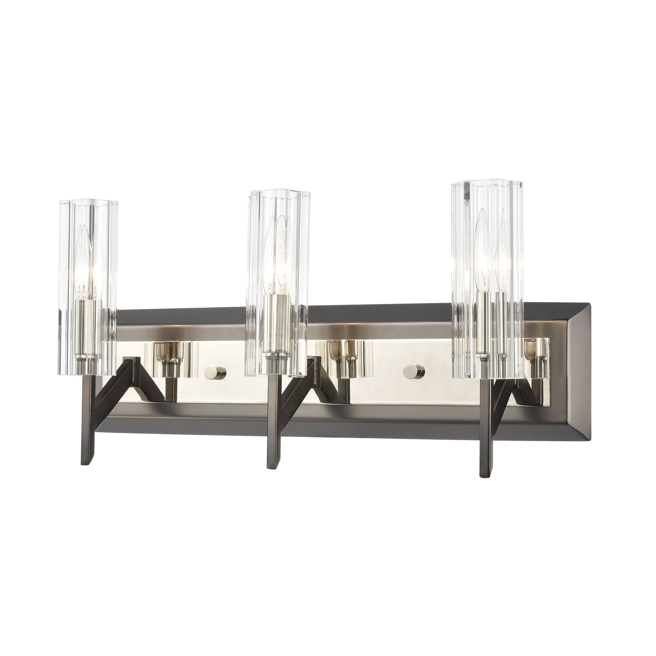 Elk Lighting 55071/3 Aspire 3-Light Vanity Light in Black Nickel with Ribbed Crystal